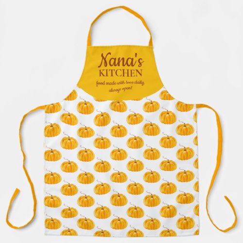 Cute nanas kitchen orange pumpkins watercolor apron