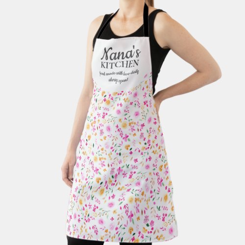 Cute nanas kitchen pastel floral watercolor apron