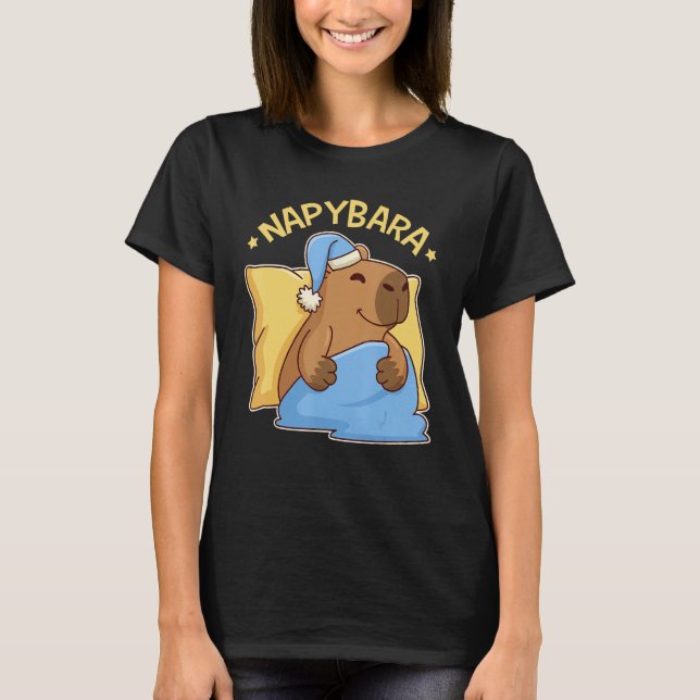 Cute Napping Capybara Pyjama  Nappybara T-Shirt (Front)