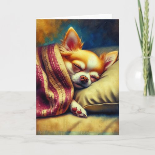 Cute Napping Chihuahua Blank Card
