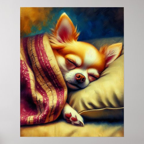Cute Napping Chihuahua   Poster