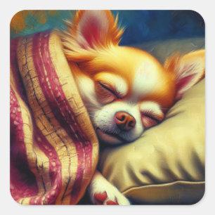 Cute Napping Chihuahua   Square Sticker