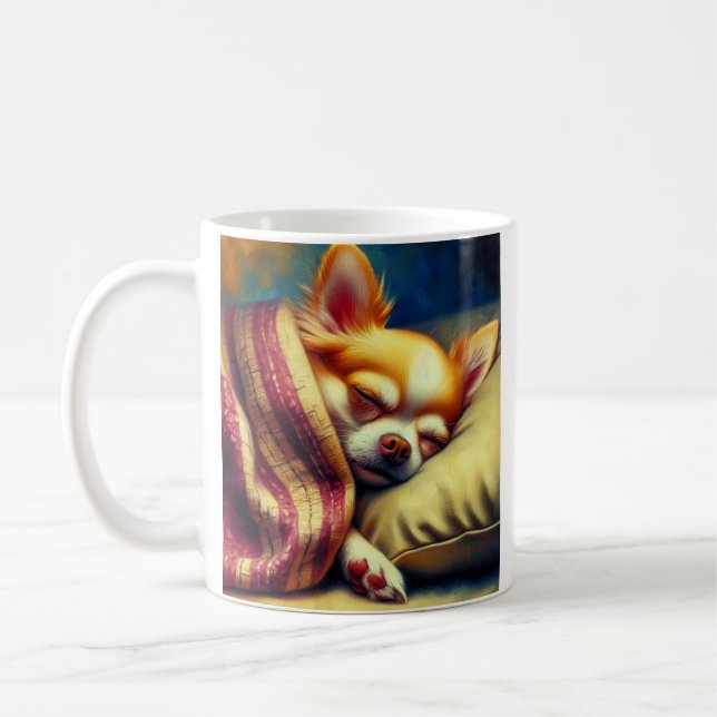 Cute Napping Chihuahua  | Sweet Dreams Tea of Coffee Mug (Left)
