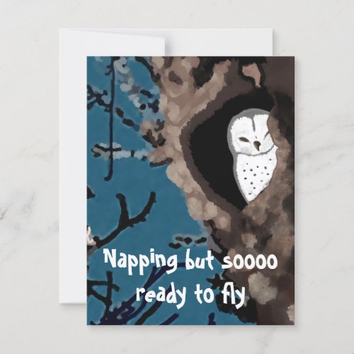 Cute Napping Owl Illustration So Ready to Fly