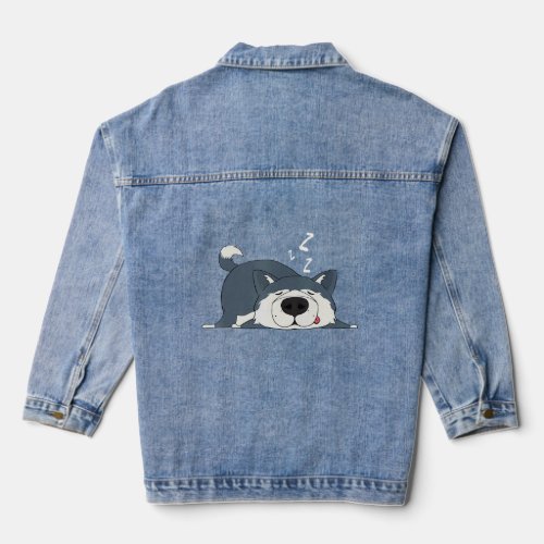 Cute Napping Wolf Animal Love Wolves  Denim Jacket