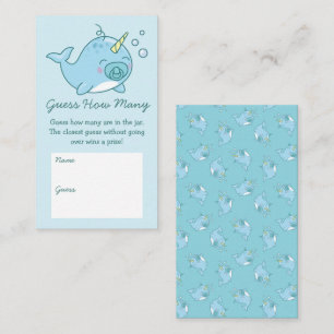 Cute Narwhal Baby Shower Guess How Many Blue Boy Enclosure Card