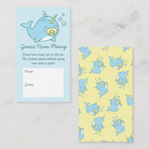 Cute Narwhal Baby Shower Kawaii Guess How Many Enclosure Card
