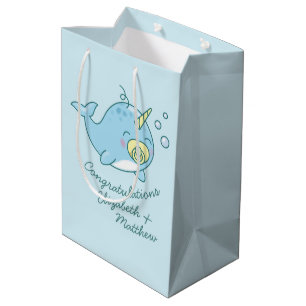 Cute Narwhal Baby Shower Kawaii  Medium Gift Bag