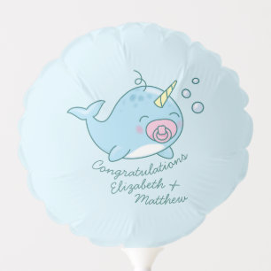 Cute Narwhal Baby Shower Kawaii Pink Girl Balloon