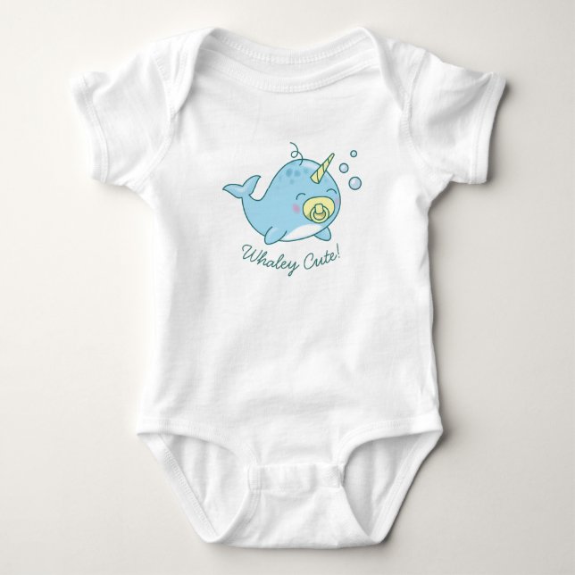 Cute Narwhal Baby Shower Kawaii Whaley Cute Baby Bodysuit (Front)