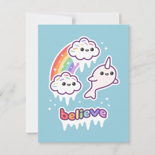 Cute Narwhal Birthday Party Invitations