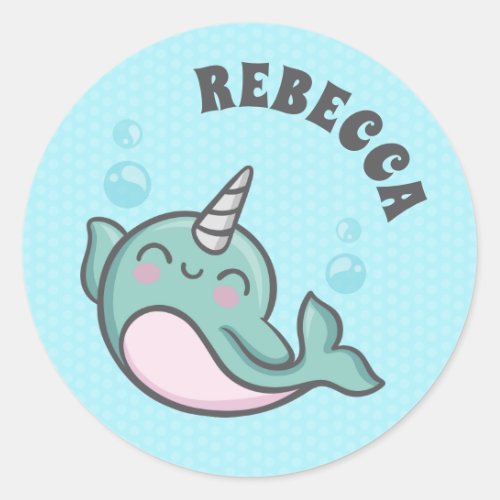 Cute Narwhal Classic Round Sticker