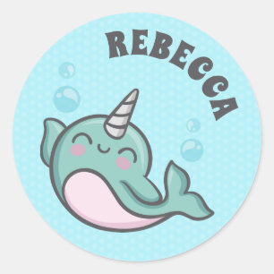 Cute Narwhal Classic Round Sticker