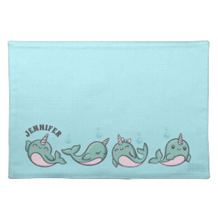 Cute Narwhal Cloth Placemat
