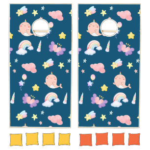Cute Narwhal Fish Unicorn Rainbow sea Birthday Cornhole Set