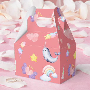 Cute Narwhal Fish Unicorn Rainbow sea Birthday Favor Boxes
