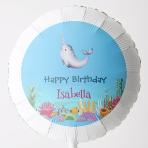 Cute Narwhal Fish Unicorn Whale sea Birthday Balloon
