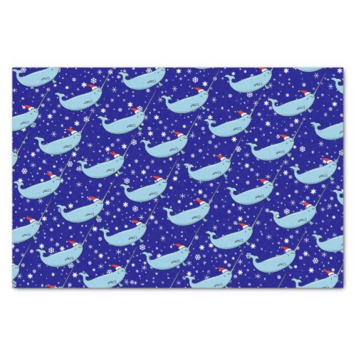 Cute Narwhal in Santa Hat Pattern Wrapping Paper