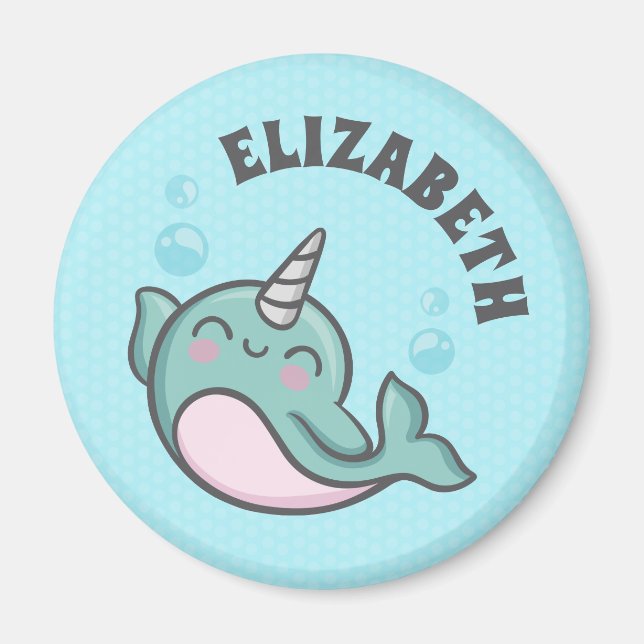 Cute Narwhal Magnet (Front)