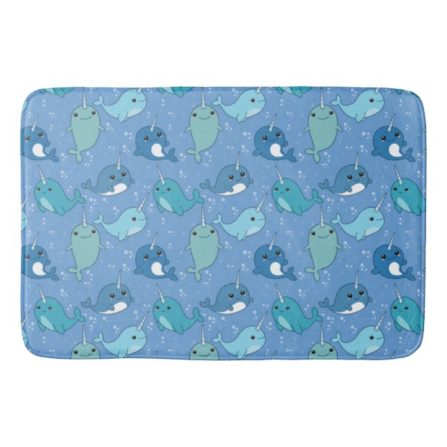 Cute Narwhal Pattern Bathroom Mat (Front)
