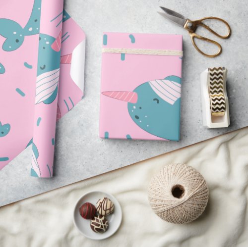 Cute Narwhal Pattern Wrapping Paper