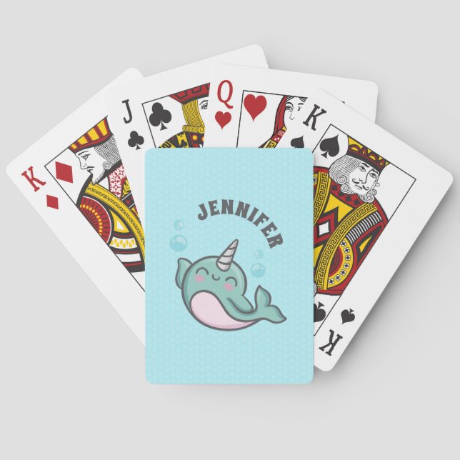 Cute Narwhal Poker Cards (Back)