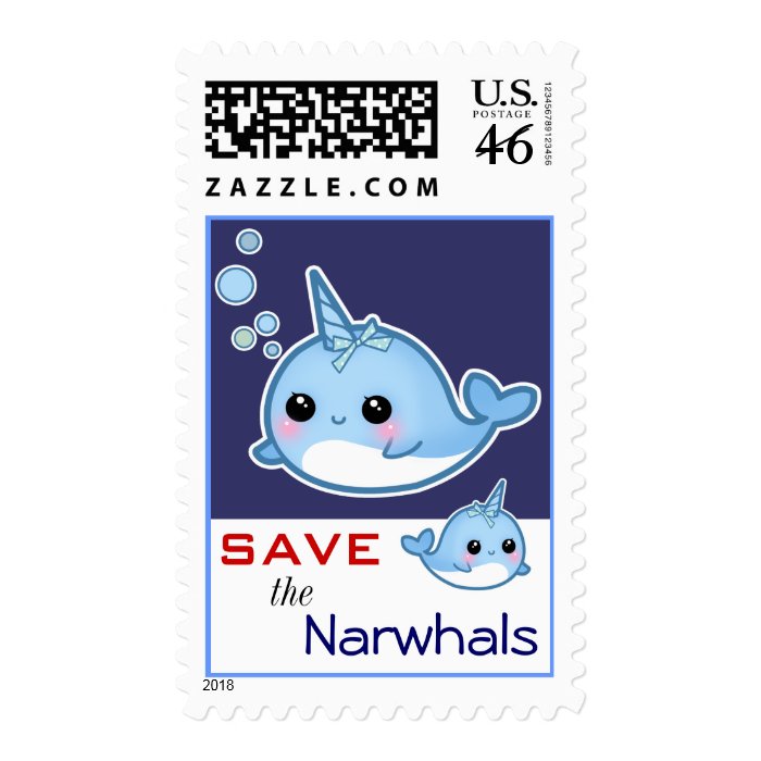 Cute narwhal   Save the Narwhals Postage Stamp