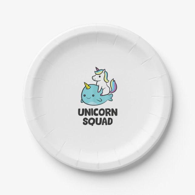 Cute Narwhal Unicorn Squad Funny Unicorn And Narwh Paper Plates (Front)