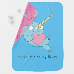Cute Narwhal Valentine’s Day Baby Blanket