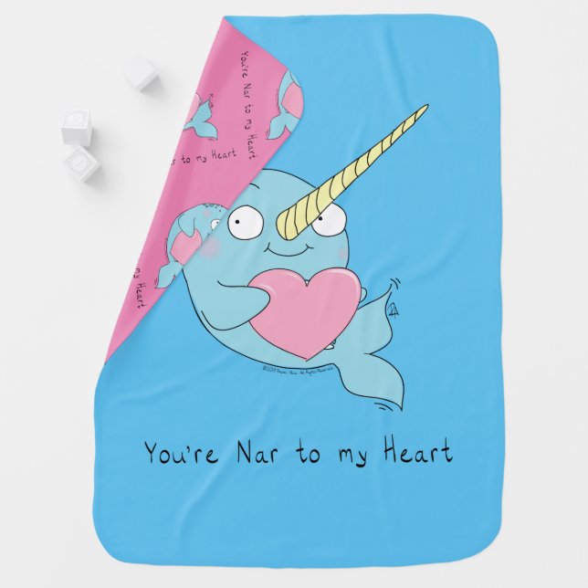 Cute Narwhal Valentine’s Day Baby Blanket (In Situ)
