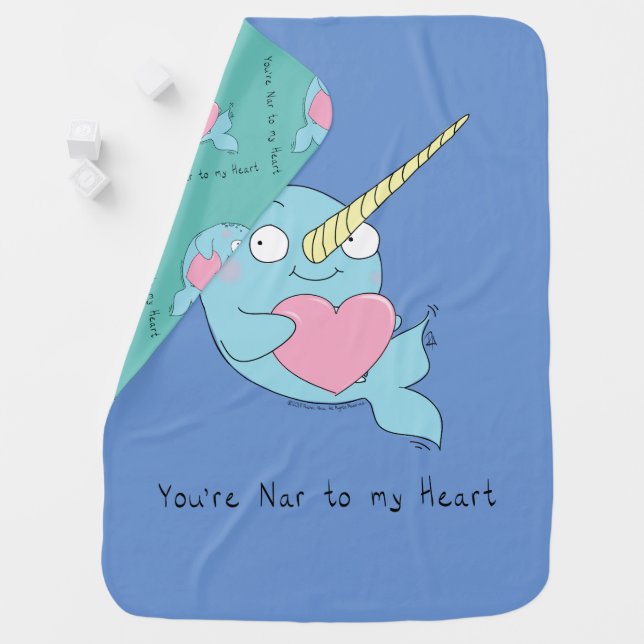 Cute Narwhal Valentine’s Day Baby Blanket (In Situ)