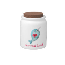 Cute Narwhal with Heart Candy Jar