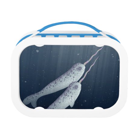 Cute Narwhals Swimming Together Underwater Lunch Box