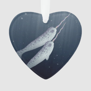 Cute Narwhals Swimming Together Underwater Ornament
