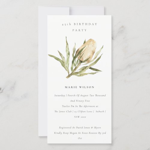 Cute Native Banksia Floral Any Age Birthday Invite