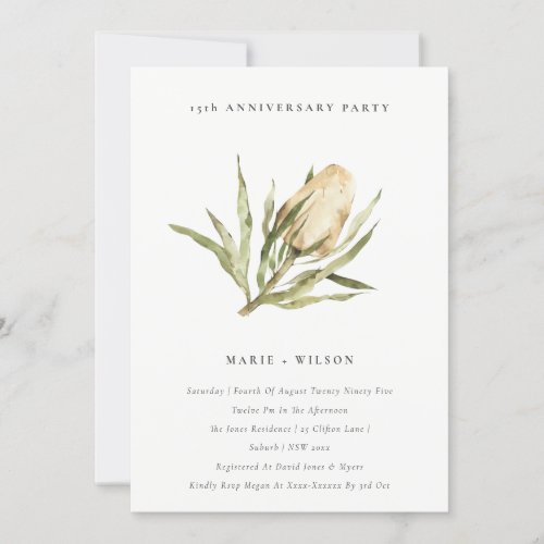 Cute Native Banksia Floral Any Year Anniversary Invitation