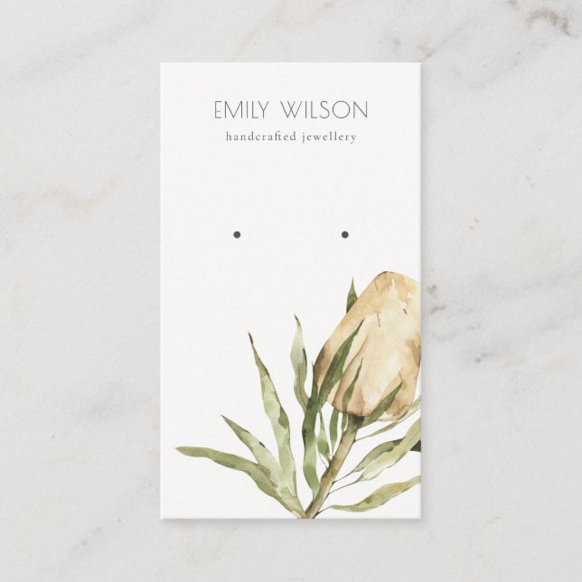 Cute Native Banksia Floral  Earring Display Business Card (Front)