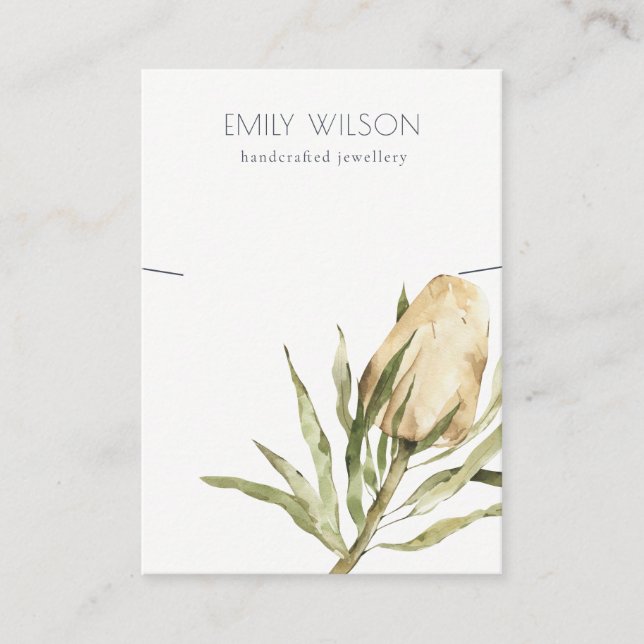 Cute Native Banksia Floral Necklace Display Business Card (Front)