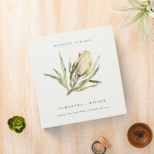 Cute Native Banksia Watercolor Floral Wedding 3 Ring Binder