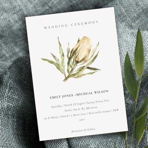 Cute Native Banksia Watercolor Floral  Wedding Invitation