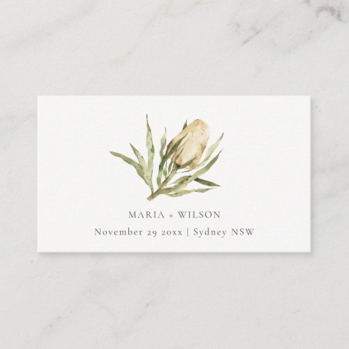 Cute Native Banksia Watercolor Floral Wedding Place Card