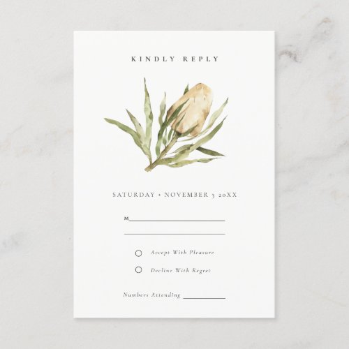 Cute Native Banksia Watercolor Floral Wedding RSVP Enclosure Card