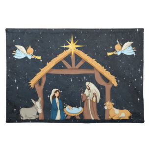 Cute Nativity Christmas Cloth Placemat