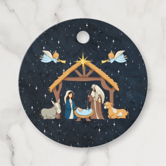 Cute Nativity Christmas Favor Tags (Front)
