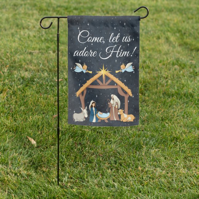 Cute Nativity Christmas Garden Flag (In SItu)