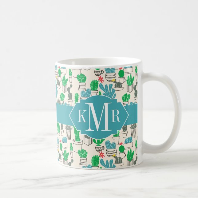 Cute Natural Floral Cacti Pattern Coffee Mug (Right)