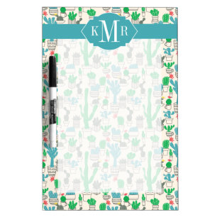 Cute Natural Floral Cacti Pattern Dry-Erase Board
