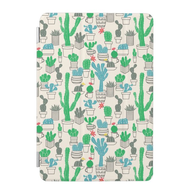 Cute Natural Floral Cacti Pattern iPad Mini Cover (Front)