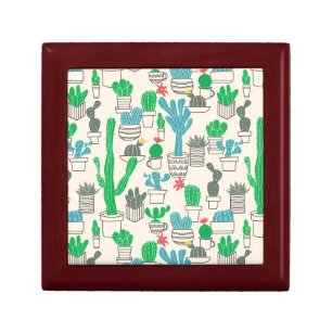 Cute Natural Floral Cacti Pattern Keepsake Box