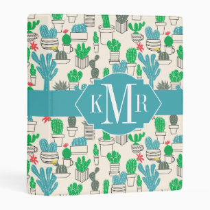 Cute Natural Floral Cacti Pattern Mini Binder